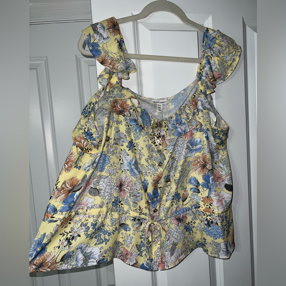 Tribal Jeans floral silk tank- XL NWT